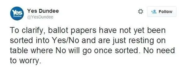 Twitter posting by Yes Dundee