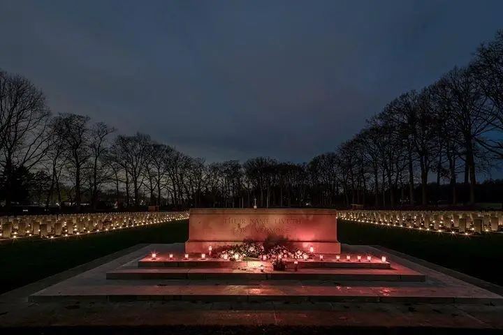 Arnhem war cemetery on Christmas Eve with candles